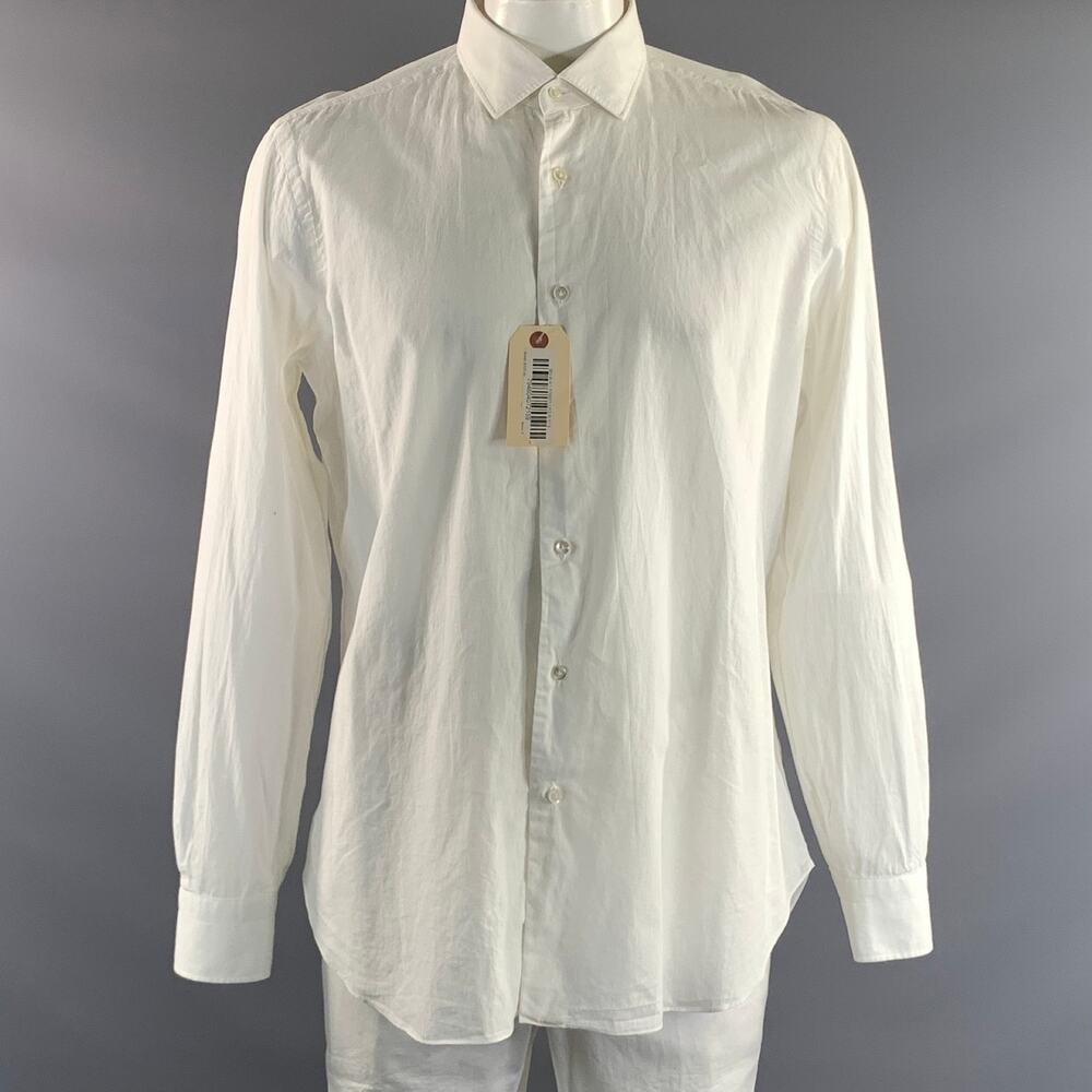 BARBA NAPOLI Size L White Button Up Long Sleeve Shirt